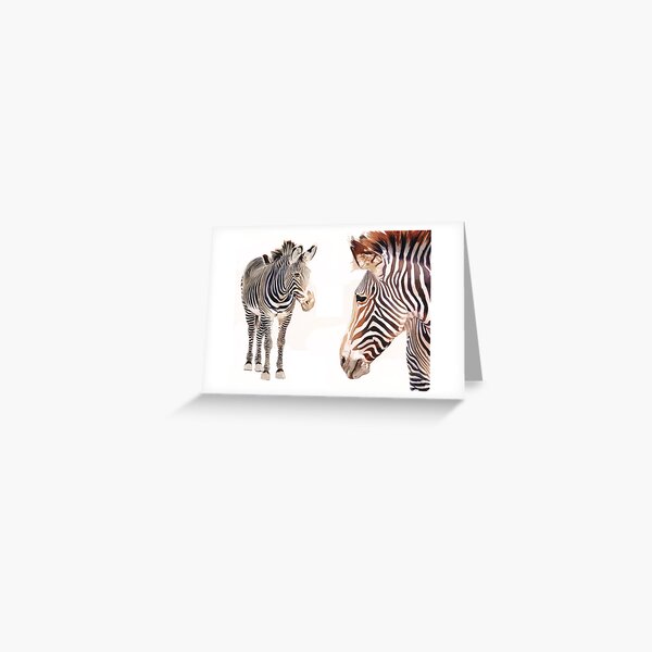 "Zebra Pair" Watercolor Wildlife Art Greeting Card