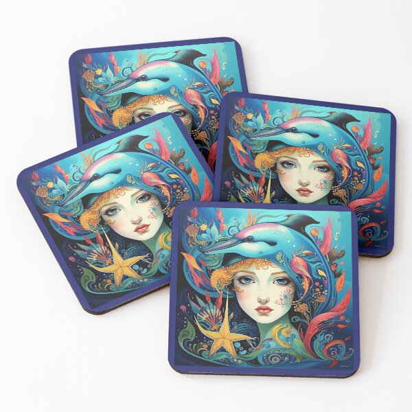 Item preview, Girl and dolphin in the ocean.  designed and sold by Natalia-Vlad.