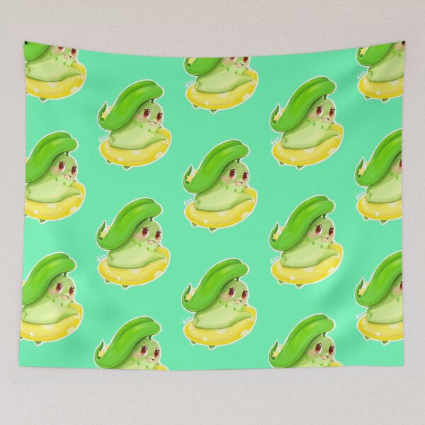 Item preview, Cute Tiny Dinosaur with Leaf Hair on a Pool Float designed and sold by VulpyArt.