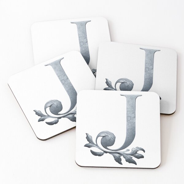 Item preview, Luxury Floral Monogram J: Elegant Grey and Silver Typography designed and sold by Fil4.