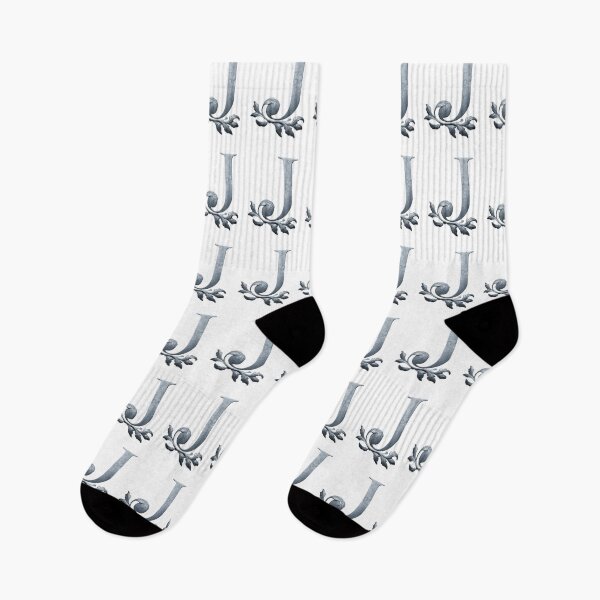 Item preview, Luxury Floral Monogram J: Elegant Grey and Silver Typography designed and sold by Fil4.