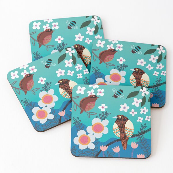 Item preview, Birds and flowers - blue designed and sold by DCamille.