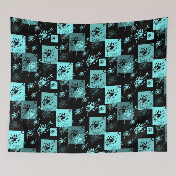 Item preview, Privet Sprig Aqua and Black Half-Drop designed and sold by Art in My Loft.