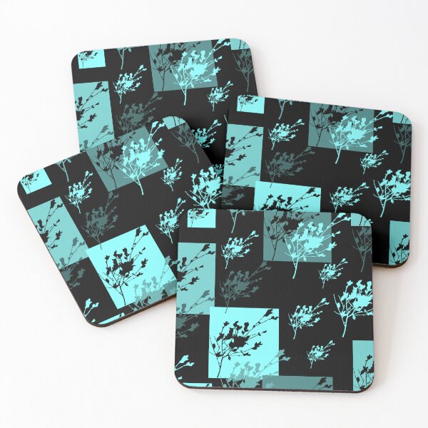 Item preview, Privet Sprig Aqua and Black Half-Drop designed and sold by Art in My Loft.