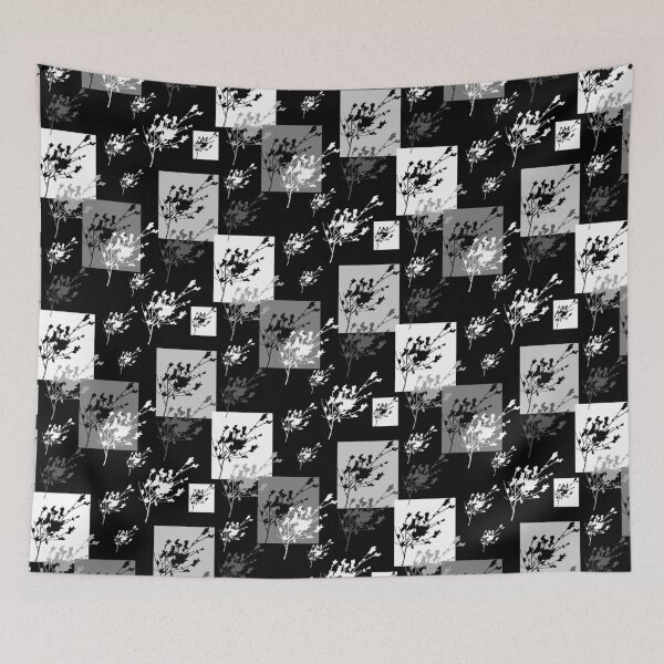 Item preview, Privet Sprig White and Black Half-Drop designed and sold by Art in My Loft.