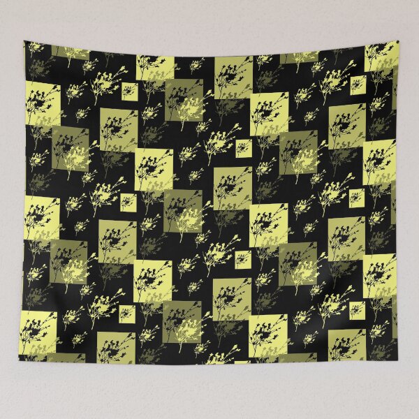 Item preview, Privet Sprig Yellow and Black Half-Drop designed and sold by Art in My Loft.