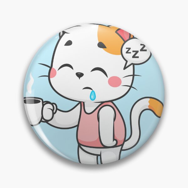 Item preview, Cute Sleepy Cat Holding Coffee Cartoon Vector Icon designed and sold by hjian8219.