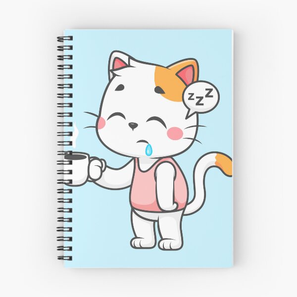 Item preview, Cute Sleepy Cat Holding Coffee Cartoon Vector Icon designed and sold by hjian8219.