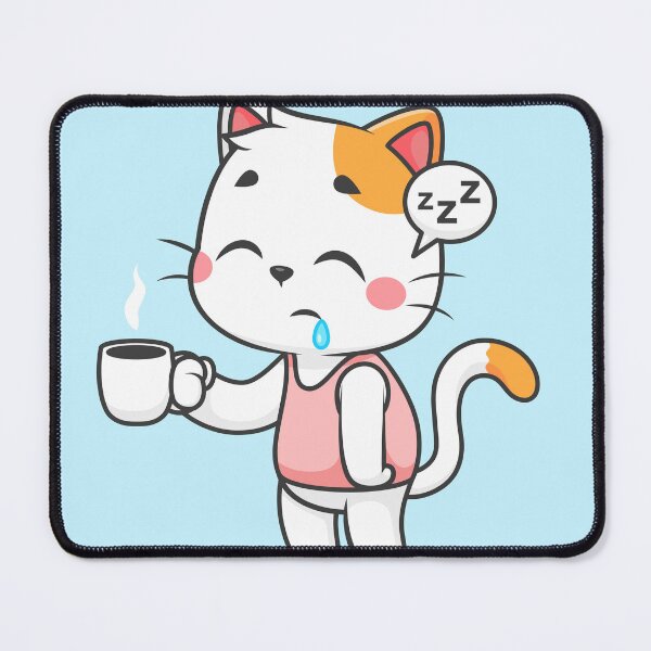Item preview, Cute Sleepy Cat Holding Coffee Cartoon Vector Icon designed and sold by hjian8219.