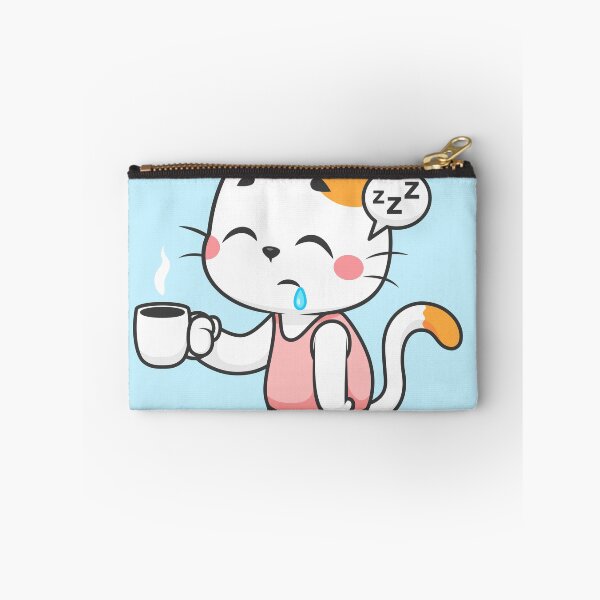 Item preview, Cute Sleepy Cat Holding Coffee Cartoon Vector Icon designed and sold by hjian8219.