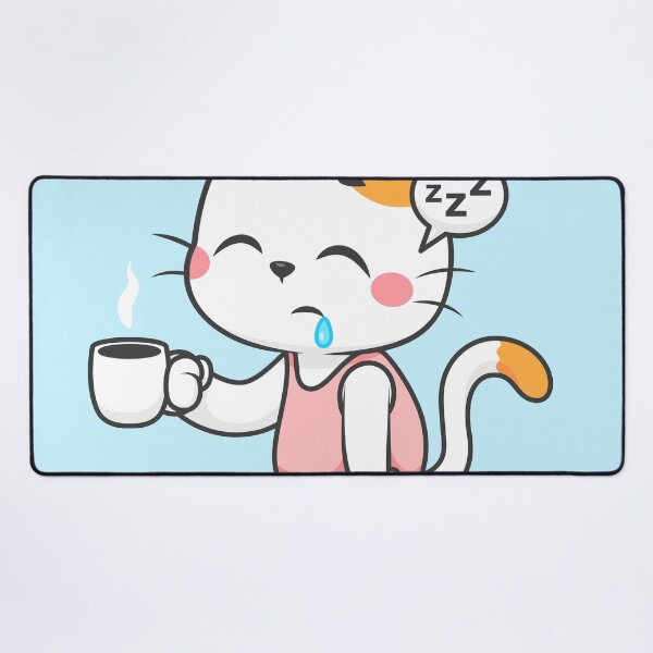 Item preview, Cute Sleepy Cat Holding Coffee Cartoon Vector Icon designed and sold by hjian8219.