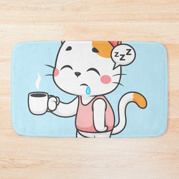 Item preview, Cute Sleepy Cat Holding Coffee Cartoon Vector Icon designed and sold by hjian8219.