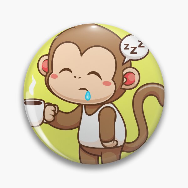 Item preview, Cute Sleepy Monkey Holding Coffee Cartoon Vector Icon designed and sold by hjian8219.