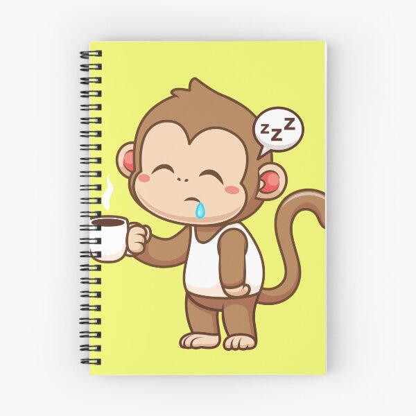 Item preview, Cute Sleepy Monkey Holding Coffee Cartoon Vector Icon designed and sold by hjian8219.
