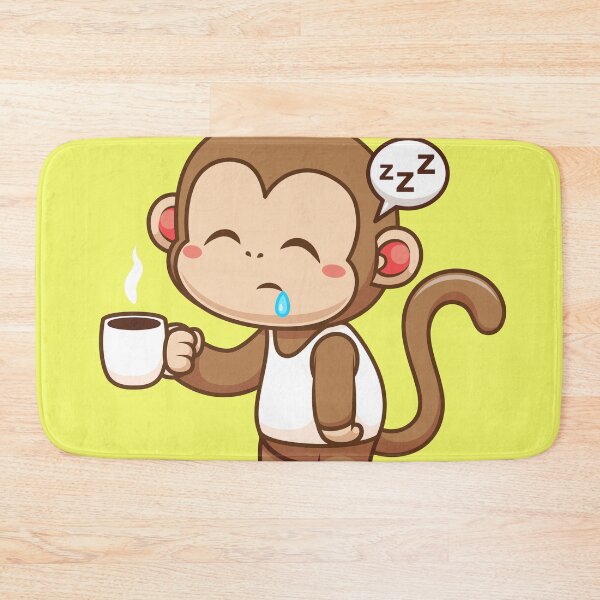 Item preview, Cute Sleepy Monkey Holding Coffee Cartoon Vector Icon designed and sold by hjian8219.
