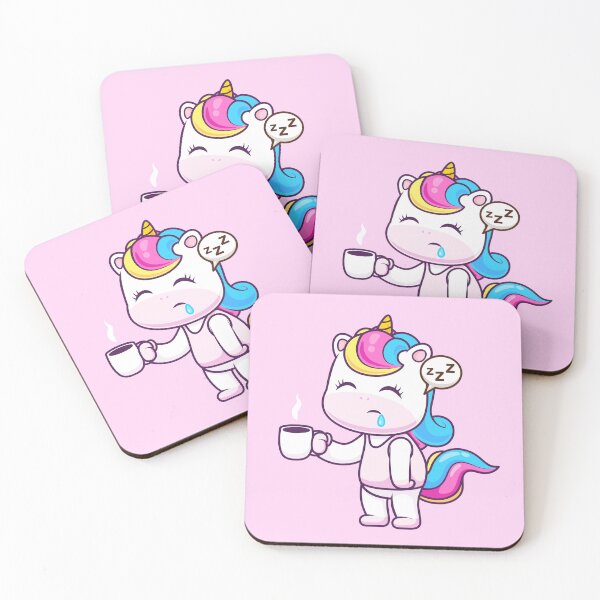 Item preview, Cute Sleepy Unicorn Holding Coffee Cartoon Vector Icon designed and sold by hjian8219.