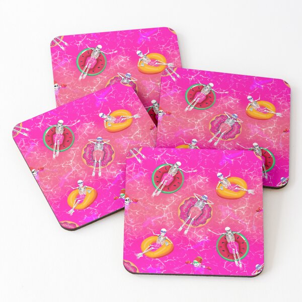 Item preview, Hot ghoul sunset summer-swimming skeletons with sharks- Pink designed and sold by ExtraCaffeine.