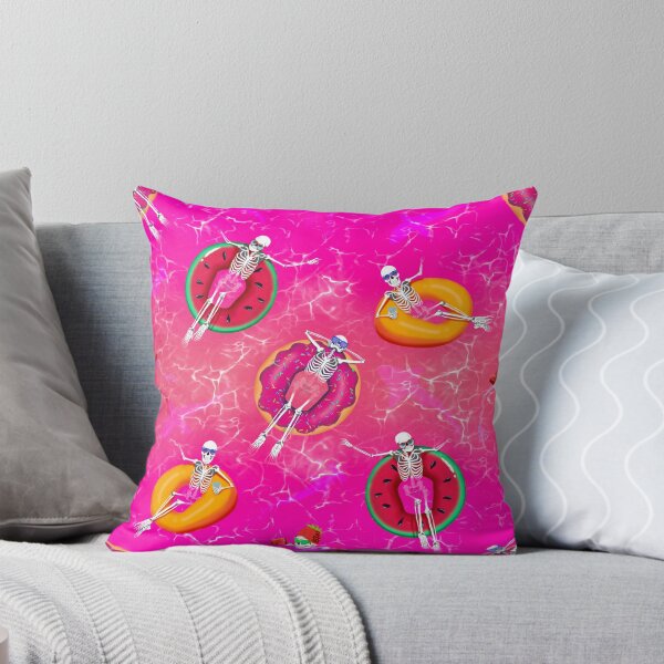 Item preview, Hot ghoul sunset summer-swimming skeletons with sharks- Pink designed and sold by ExtraCaffeine.