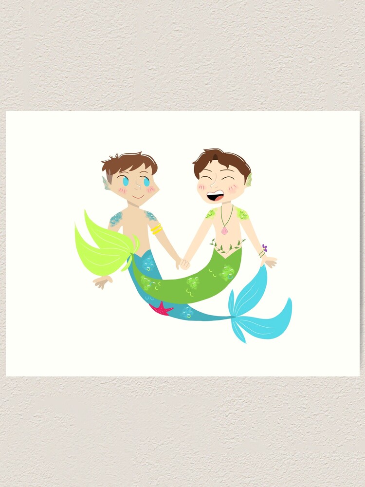 mermaid boy Art Print