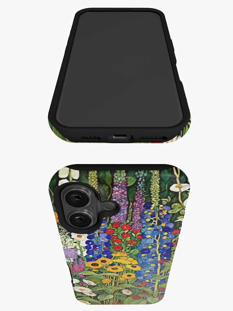 Aperçu 3 sur 4. Coque iPhone avec l'œuvre Jardin de fleurs Gustav Klimt créée et vendue par maniacfitness.