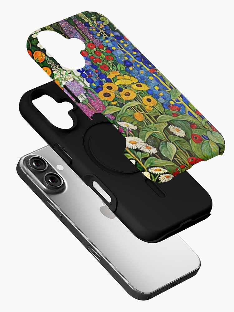 Aperçu 2 sur 4. Coque iPhone avec l'œuvre Jardin de fleurs Gustav Klimt créée et vendue par maniacfitness.