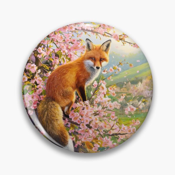 Artikelvorschau, Fuchs-Porträt. Kirschblüte, Blumenfuchs, Vintage-Fuchs, Fuchs-Malerei, Camille Pissarro-Stil entworfen und verkauft von FoxVibes.