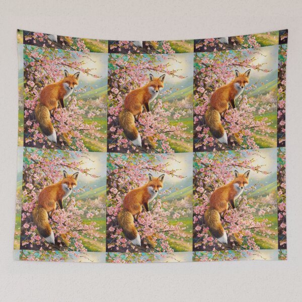 Artikelvorschau, Fuchs-Porträt. Kirschblüte, Blumenfuchs, Vintage-Fuchs, Fuchs-Malerei, Camille Pissarro-Stil entworfen und verkauft von FoxVibes.