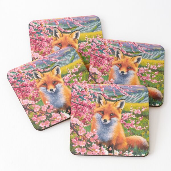 Artikelvorschau, Fuchs-Porträt. Kirschblüte, Blumenfuchs, Vintage-Fuchs, Fuchs-Malerei, Camille Pissarro-Stil entworfen und verkauft von FoxVibes.