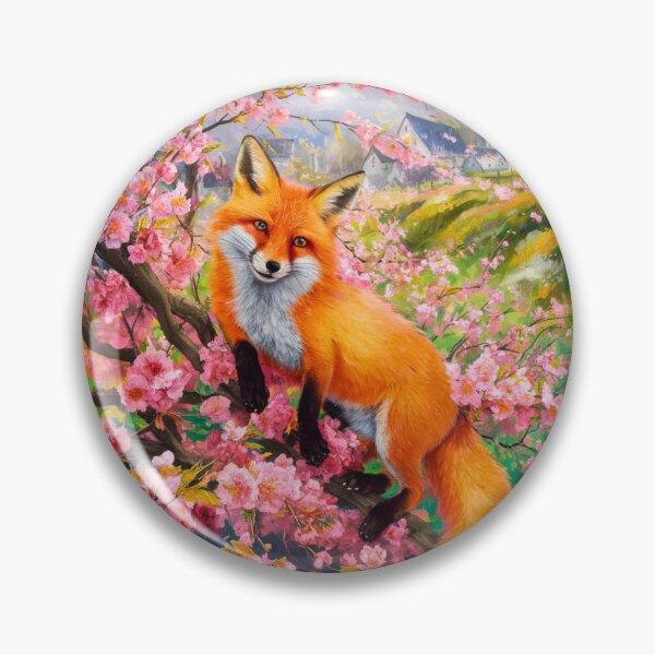 Artikelvorschau, Fuchs-Porträt. Kirschblüte, Blumenfuchs, Vintage-Fuchs, Fuchs-Malerei, Camille Pissarro-Stil entworfen und verkauft von FoxVibes.