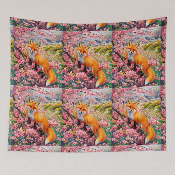 Artikelvorschau, Fuchs-Porträt. Kirschblüte, Blumenfuchs, Vintage-Fuchs, Fuchs-Malerei, Camille Pissarro-Stil entworfen und verkauft von FoxVibes.