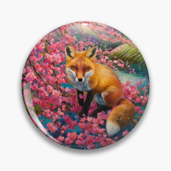 Artikelvorschau, Fuchs-Porträt. Kirschblüte, Blumenfuchs, Vintage-Fuchs, Fuchs-Malerei, Camille Pissarro-Stil entworfen und verkauft von FoxVibes.