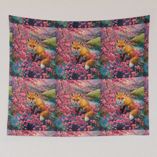 Artikelvorschau, Fuchs-Porträt. Kirschblüte, Blumenfuchs, Vintage-Fuchs, Fuchs-Malerei, Camille Pissarro-Stil entworfen und verkauft von FoxVibes.