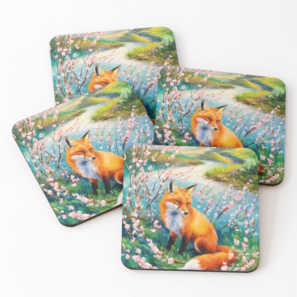 Artikelvorschau, Fuchs-Porträt. Kirschblüte, Blumenfuchs, Vintage-Fuchs, Fuchs-Malerei, Camille Pissarro-Stil entworfen und verkauft von FoxVibes.
