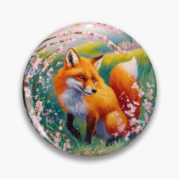 Artikelvorschau, Fuchs-Porträt. Kirschblüte, Blumenfuchs, Vintage-Fuchs, Fuchs-Malerei, Camille Pissarro-Stil entworfen und verkauft von FoxVibes.