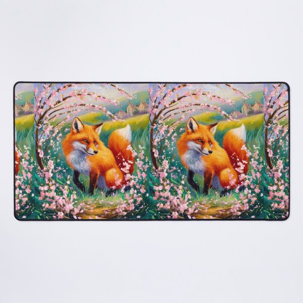Artikelvorschau, Fuchs-Porträt. Kirschblüte, Blumenfuchs, Vintage-Fuchs, Fuchs-Malerei, Camille Pissarro-Stil entworfen und verkauft von FoxVibes.