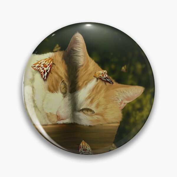Item preview, orange cat and moth designed and sold by kaitlynyaru.art.
