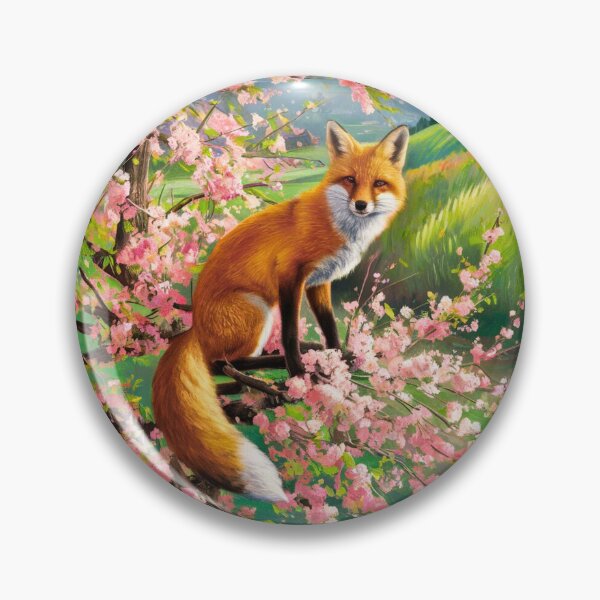 Artikelvorschau, Fuchs-Porträt. Kirschblüte, Blumenfuchs, Vintage-Fuchs, Fuchs-Malerei, Camille Pissarro-Stil entworfen und verkauft von FoxVibes.