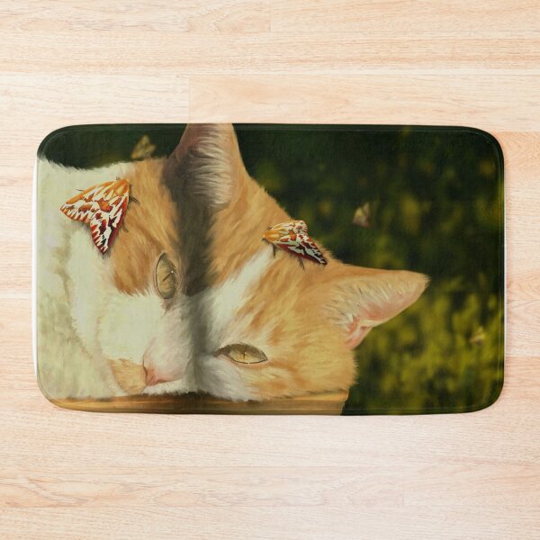 Item preview, orange cat and moth designed and sold by kaitlynyaru.art.