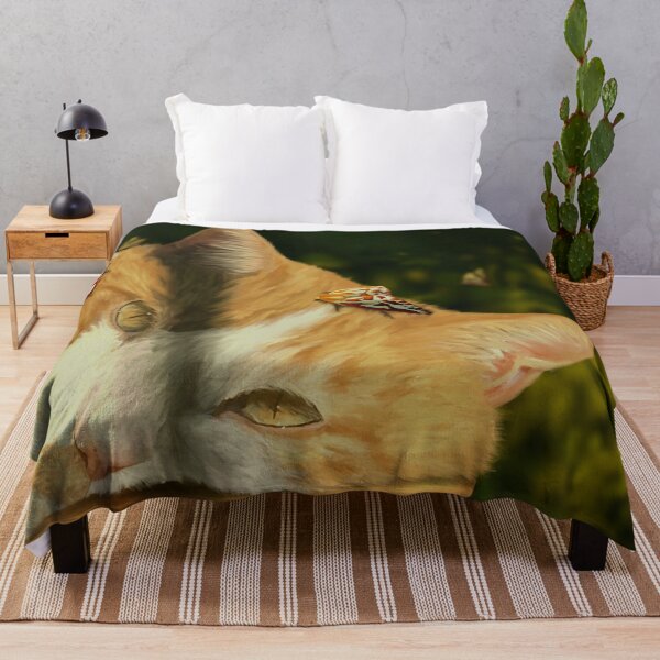 Aperçu de l'œuvre chat et papillon orange créée et vendue par paintedpalette3.