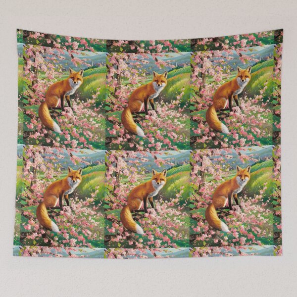 Artikelvorschau, Fuchs-Porträt. Kirschblüte, Blumenfuchs, Vintage-Fuchs, Fuchs-Malerei, Camille Pissarro-Stil entworfen und verkauft von FoxVibes.