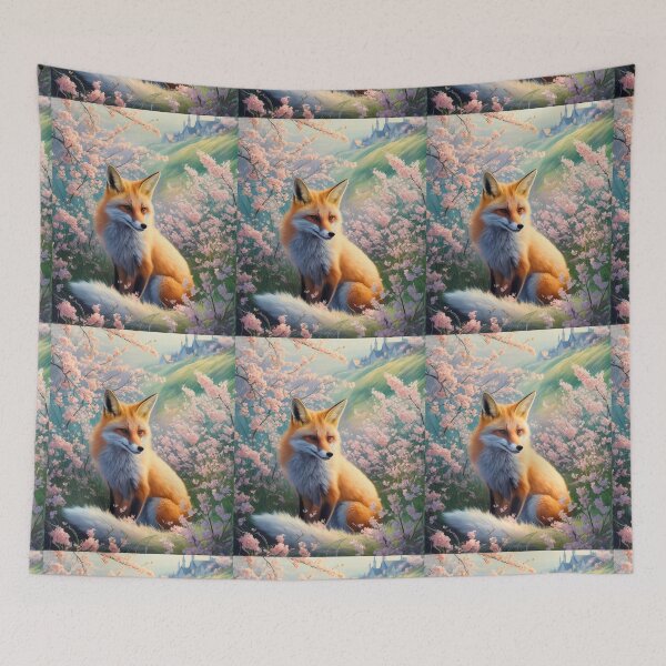 Artikelvorschau, Fuchs-Porträt. Kirschblüte, Blumenfuchs, Vintage-Fuchs, Fuchs-Malerei, Camille Pissarro-Stil entworfen und verkauft von FoxVibes.