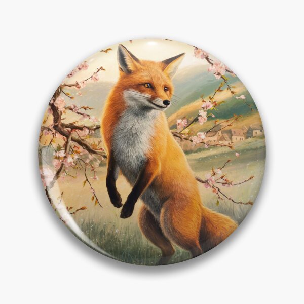 Artikelvorschau, Fuchs-Porträt. Kirschblüte, Blumenfuchs, Vintage-Fuchs, Fuchs-Malerei, Camille Pissarro-Stil entworfen und verkauft von FoxVibes.