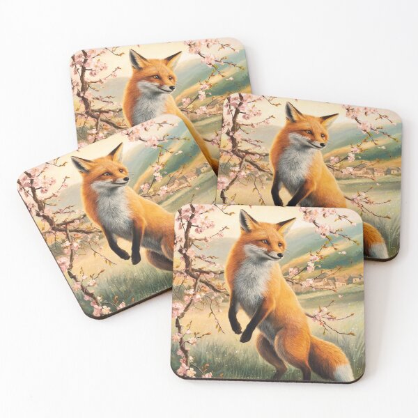 Artikelvorschau, Fuchs-Porträt. Kirschblüte, Blumenfuchs, Vintage-Fuchs, Fuchs-Malerei, Camille Pissarro-Stil entworfen und verkauft von FoxVibes.