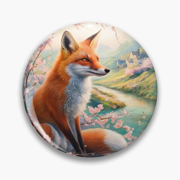 Artikelvorschau, Fuchs-Porträt. Kirschblüte, Blumenfuchs, Vintage-Fuchs, Fuchs-Malerei, Camille Pissarro-Stil entworfen und verkauft von FoxVibes.