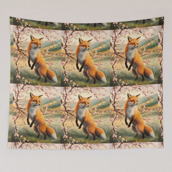 Artikelvorschau, Fuchs-Porträt. Kirschblüte, Blumenfuchs, Vintage-Fuchs, Fuchs-Malerei, Camille Pissarro-Stil entworfen und verkauft von FoxVibes.
