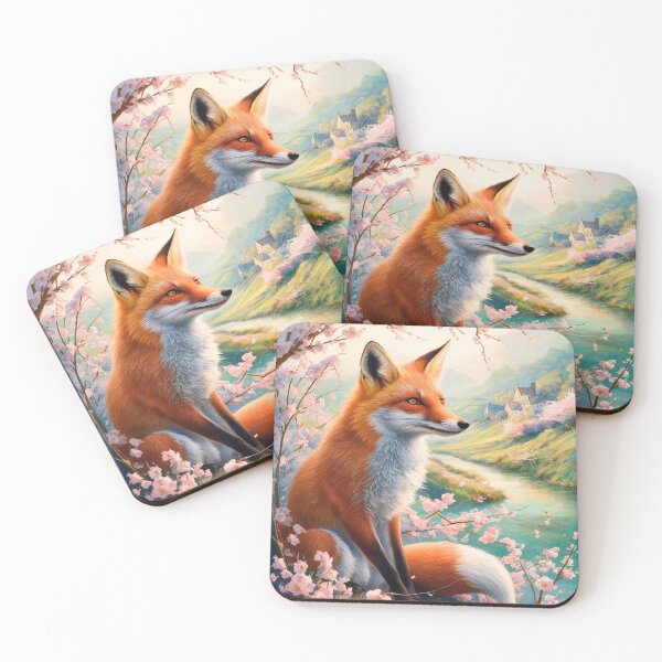 Artikelvorschau, Fuchs-Porträt. Kirschblüte, Blumenfuchs, Vintage-Fuchs, Fuchs-Malerei, Camille Pissarro-Stil entworfen und verkauft von FoxVibes.