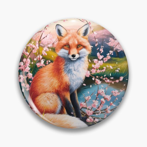 Artikelvorschau, Fuchs-Porträt. Kirschblüte, Blumenfuchs, Vintage-Fuchs, Fuchs-Malerei, Camille Pissarro-Stil entworfen und verkauft von FoxVibes.