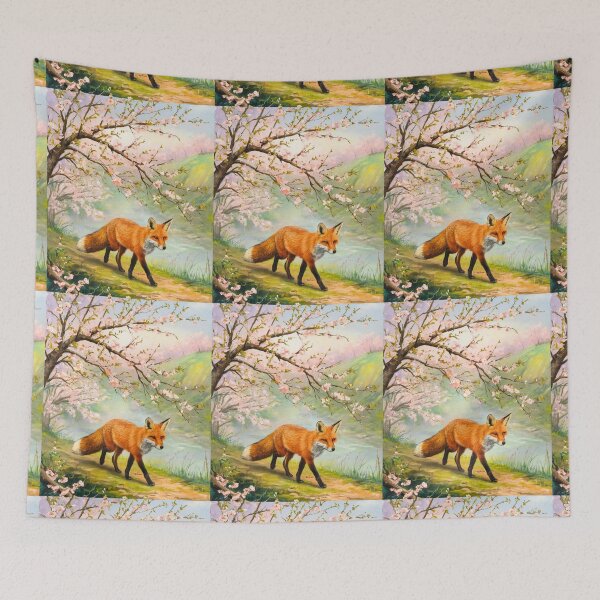 Artikelvorschau, Fuchs-Porträt. Kirschblüte, Blumenfuchs, Vintage-Fuchs, Fuchs-Malerei, Camille Pissarro-Stil entworfen und verkauft von FoxVibes.