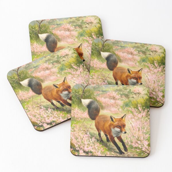 Artikelvorschau, Fuchs-Porträt. Kirschblüte, Blumenfuchs, Vintage-Fuchs, Fuchs-Malerei, Camille Pissarro-Stil entworfen und verkauft von FoxVibes.