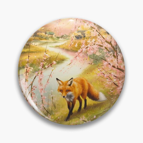 Artikelvorschau, Fuchs-Porträt. Kirschblüte, Blumenfuchs, Vintage-Fuchs, Fuchs-Malerei, Camille Pissarro-Stil entworfen und verkauft von FoxVibes.